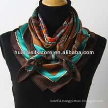 2014 new product hangzhou 100% silk brown arabic ladies scarf